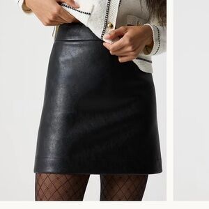 J. Crew Sleek Black Leather Mini Skirt